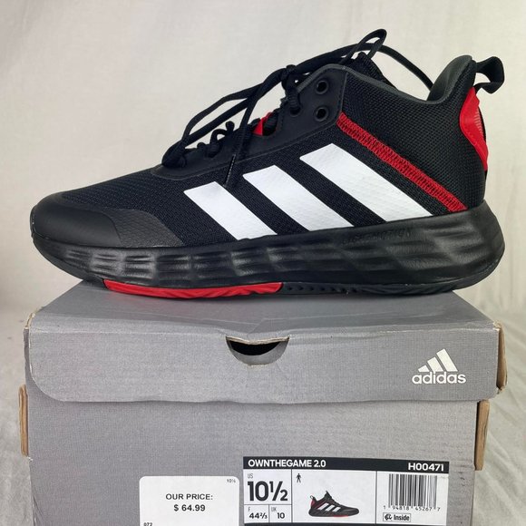 NEW adidas Own the game 2.0 Black Red White Men Basketball Shoes Sneakers H00471 - Picture 1 of 8